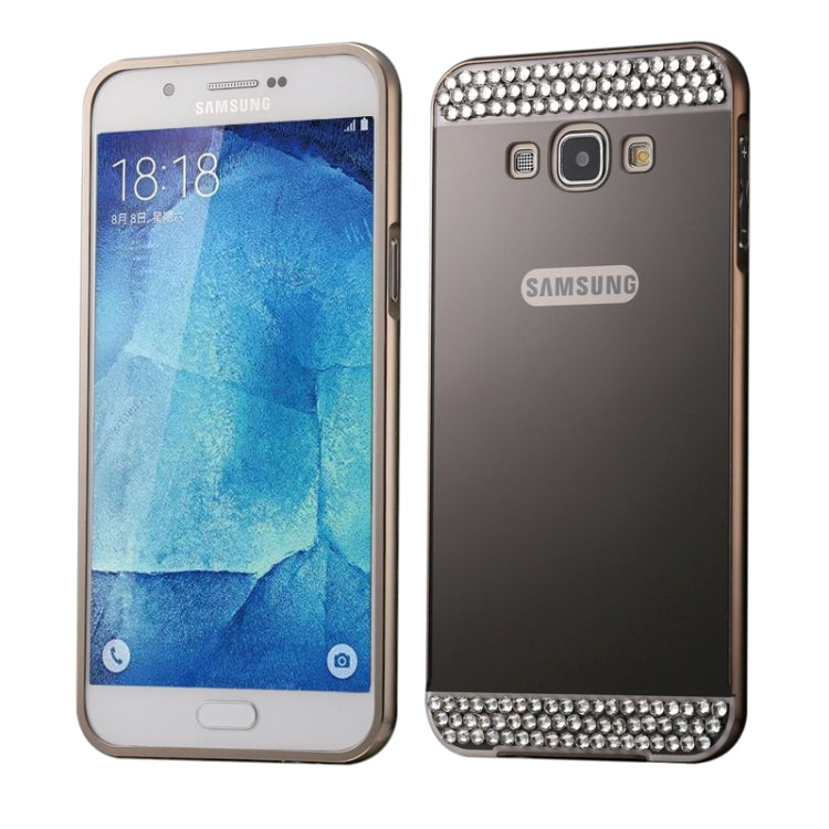 Diamond Encrusted Push-pull Style Metal Plating Bumper Frame + Acrylic Back Cover Combination Case for Galaxy A8