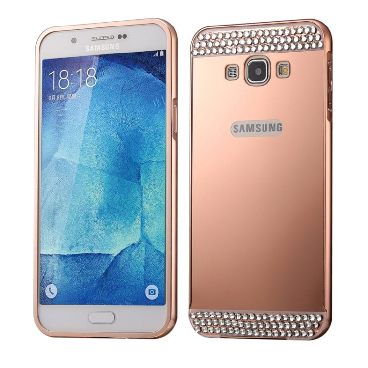 Diamond Encrusted Push-pull Style Metal Plating Bumper Frame + Acrylic Back Cover Combination Case for Galaxy A8