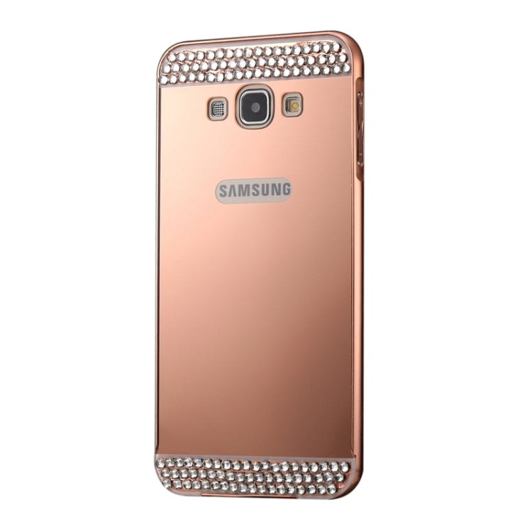 Diamond Encrusted Push-pull Style Metal Plating Bumper Frame + Acrylic Back Cover Combination Case for Galaxy A8