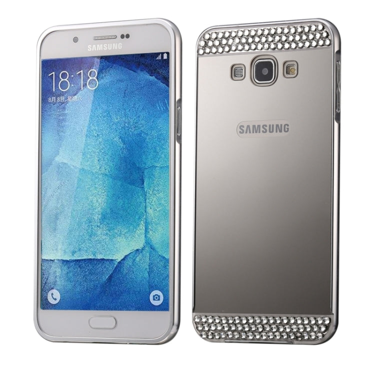 Diamond Encrusted Push-pull Style Metal Plating Bumper Frame + Acrylic Back Cover Combination Case for Galaxy A8