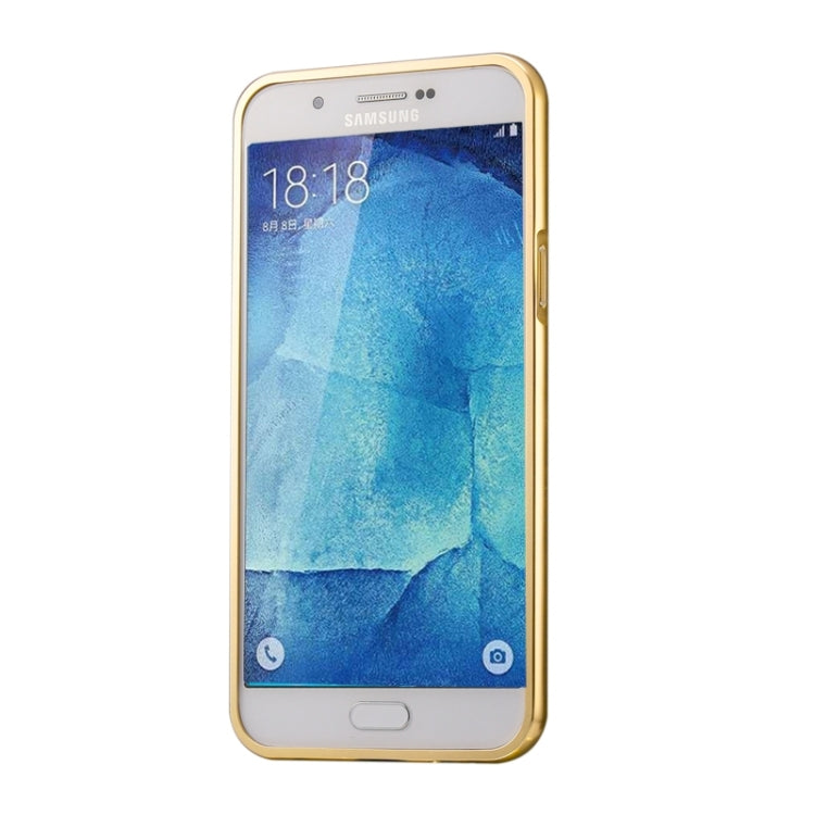 Diamond Encrusted Push-pull Style Metal Plating Bumper Frame + Acrylic Back Cover Combination Case for Galaxy A8