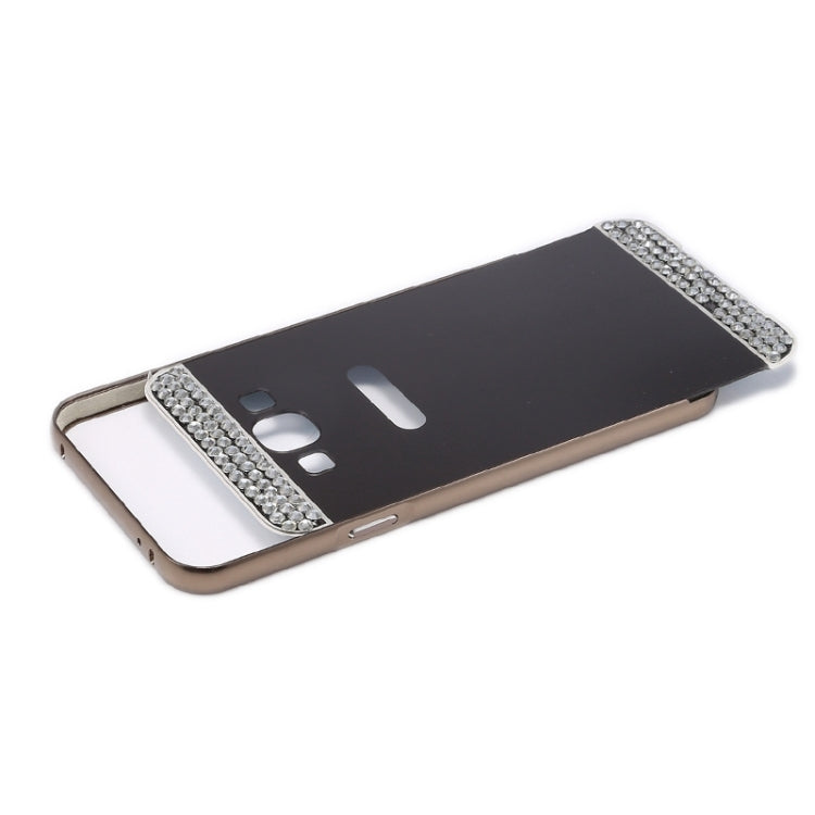 Diamond Encrusted Push-pull Style Metal Plating Bumper Frame + Acrylic Back Cover Combination Case for Galaxy E5