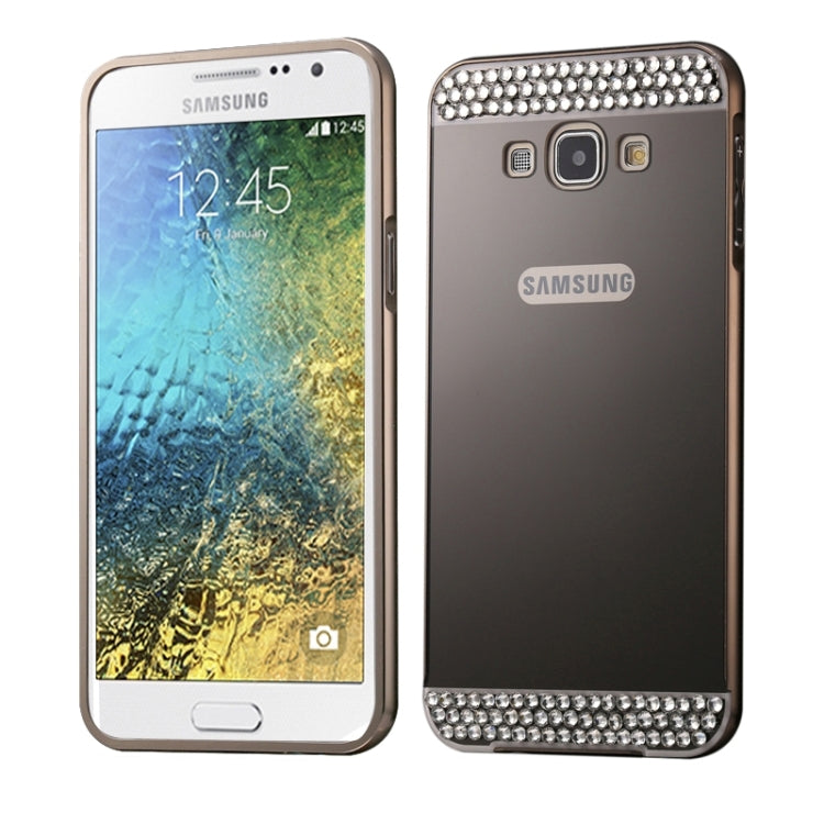 Diamond Encrusted Push-pull Style Metal Plating Bumper Frame + Acrylic Back Cover Combination Case for Galaxy E7 / E700