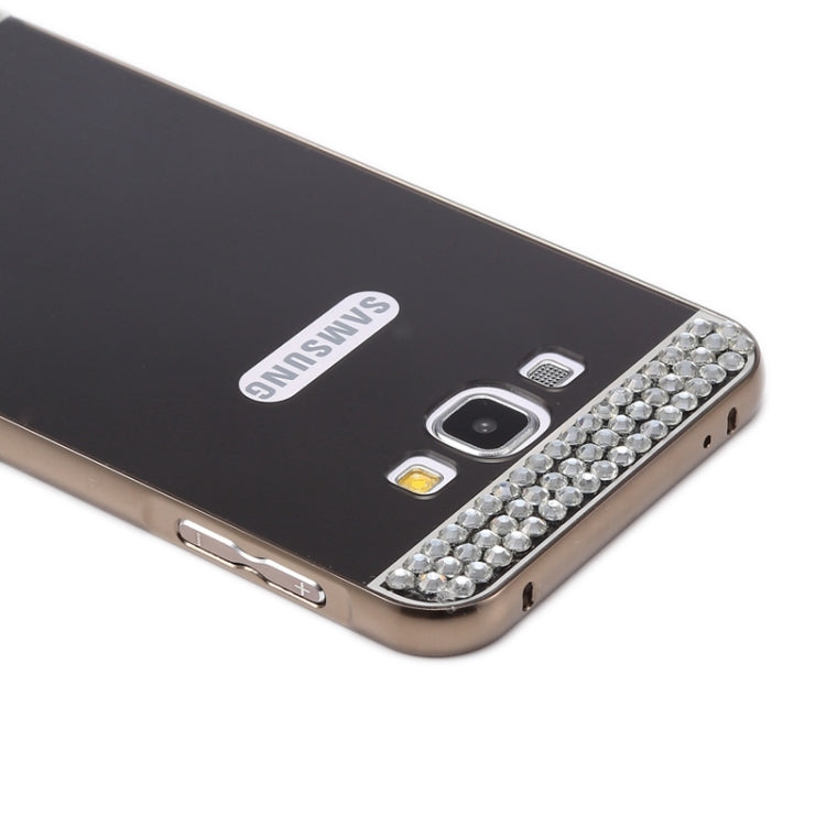 Diamond Encrusted Push-pull Style Metal Plating Bumper Frame + Acrylic Back Cover Combination Case for Galaxy E7 / E700