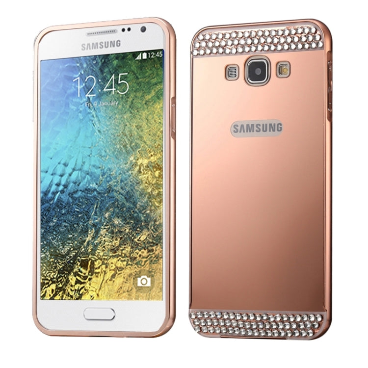 Diamond Encrusted Push-pull Style Metal Plating Bumper Frame + Acrylic Back Cover Combination Case for Galaxy E7 / E700