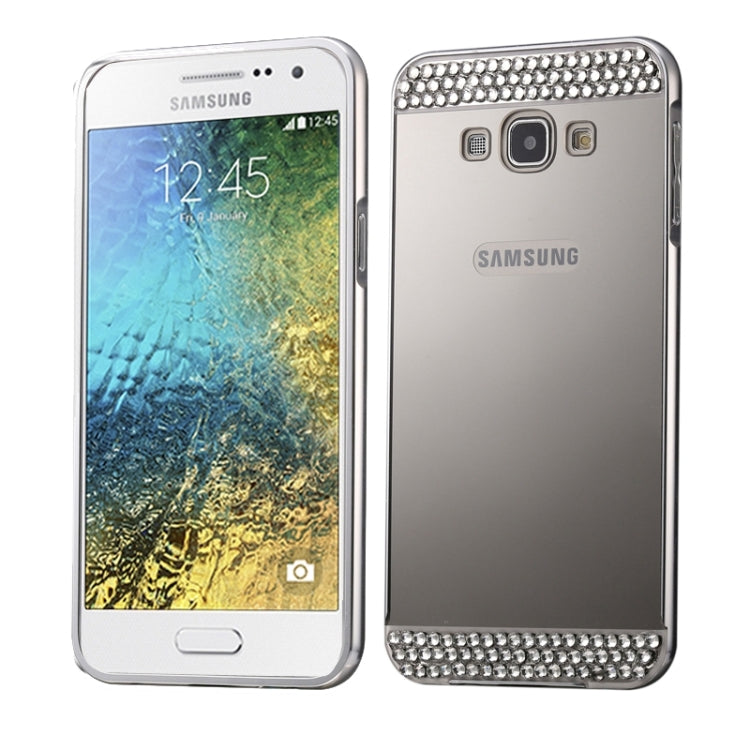 Diamond Encrusted Push-pull Style Metal Plating Bumper Frame + Acrylic Back Cover Combination Case for Galaxy E7 / E700
