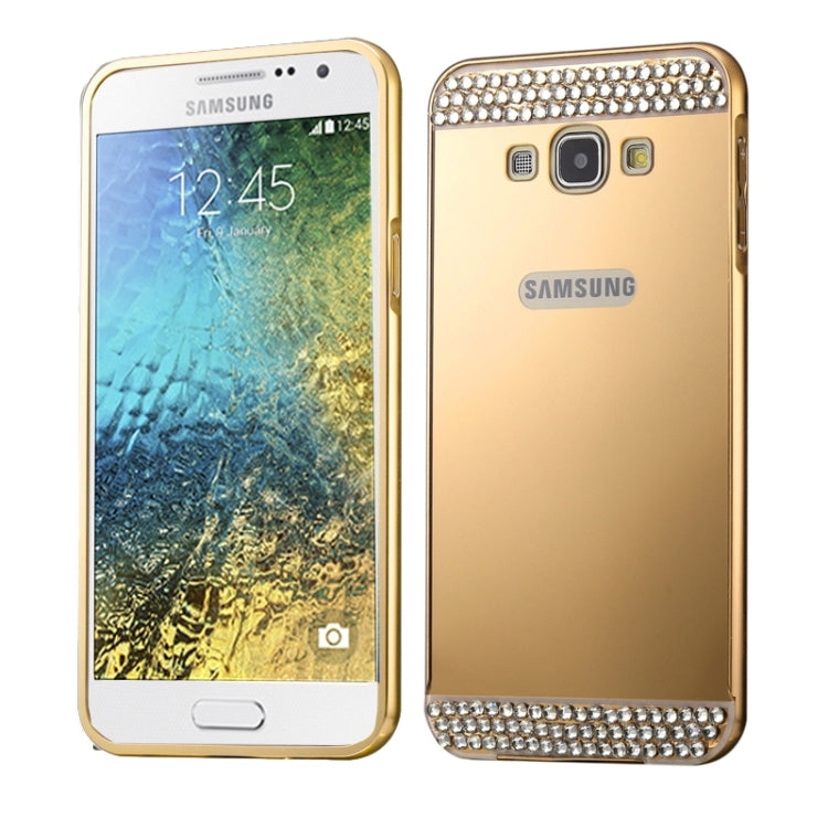 Diamond Encrusted Push-pull Style Metal Plating Bumper Frame + Acrylic Back Cover Combination Case for Galaxy E7 / E700