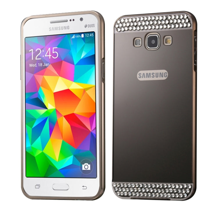 Diamond Encrusted Push-pull Style Metal Plating Bumper Frame + Acrylic Back Cover Combination Case for Galaxy Grand Prime / G530H
