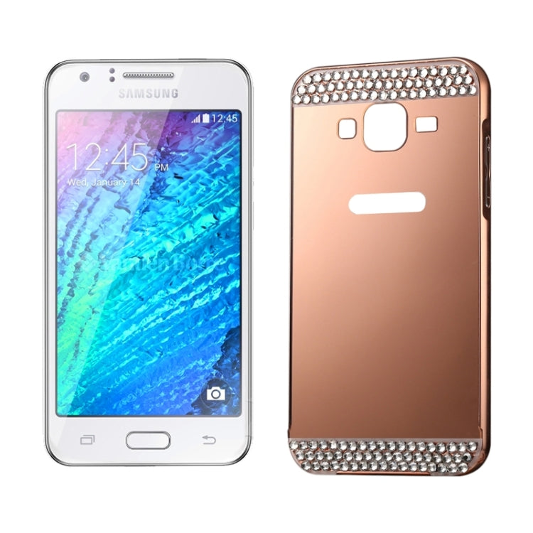 Diamond Encrusted Push-pull Style Metal Plating Bumper Frame + Acrylic Back Cover Combination Case for Galaxy J1