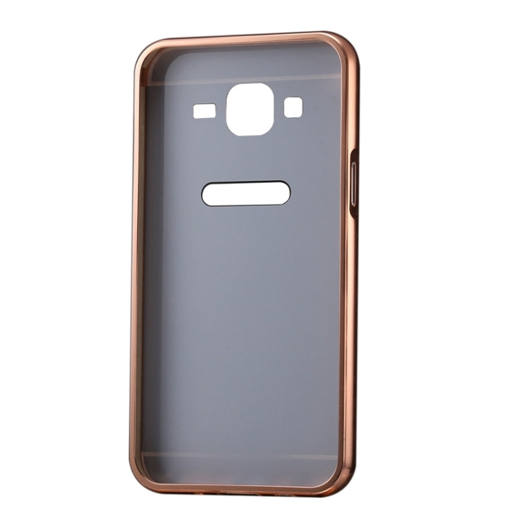 Diamond Encrusted Push-pull Style Metal Plating Bumper Frame + Acrylic Back Cover Combination Case for Galaxy J1