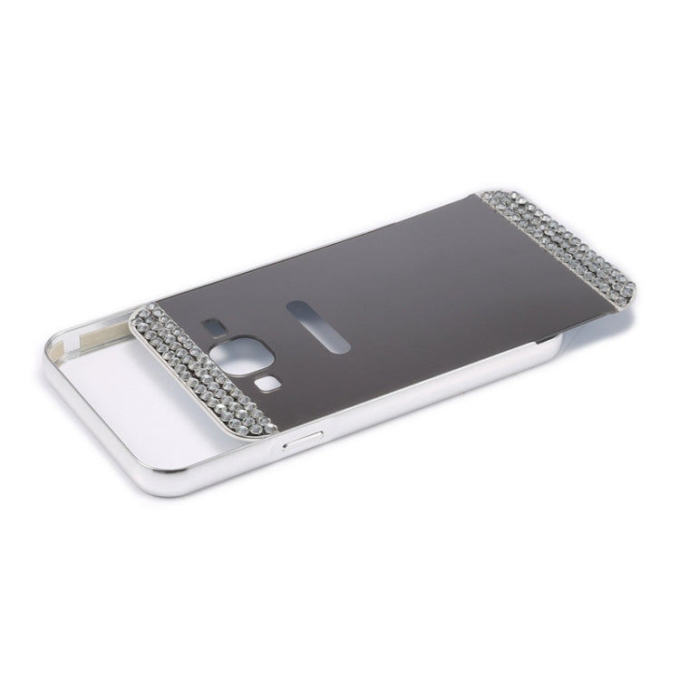 Diamond Enstrusted Push-pull Style Metal Plating Bumper Frame + Acrylic Back Cover Combination Case for Galaxy J5
