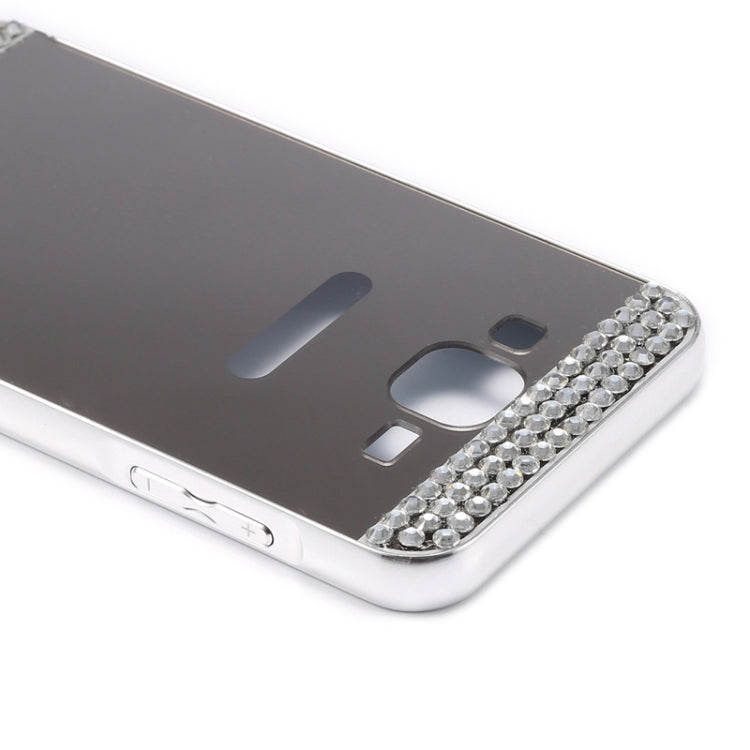 Diamond Enstrusted Push-pull Style Metal Plating Bumper Frame + Acrylic Back Cover Combination Case for Galaxy J5