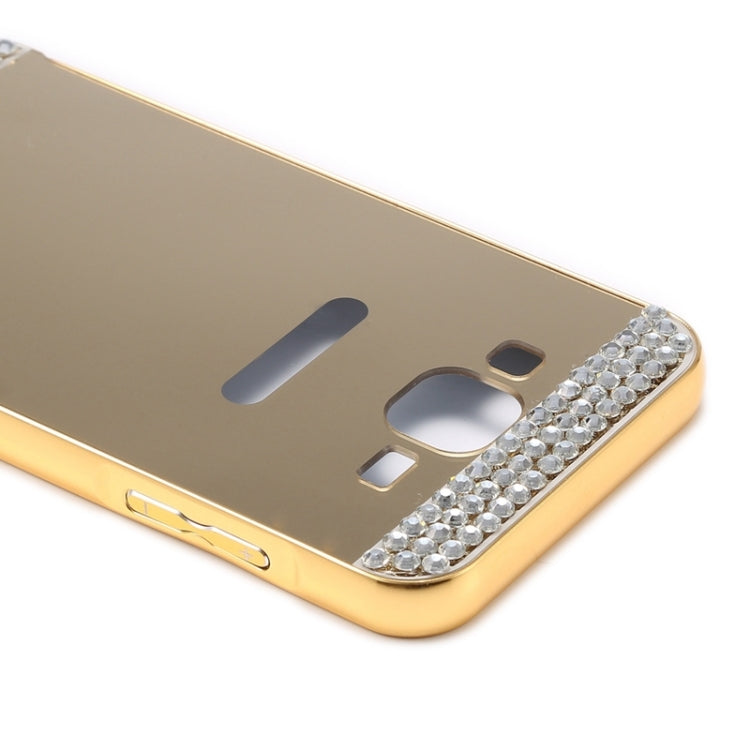 Diamond Enstrusted Push-pull Style Metal Plating Bumper Frame + Acrylic Back Cover Combination Case for Galaxy J5