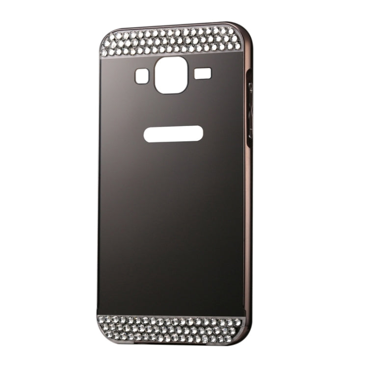 Diamond Encrusted Push-pull Style Metal Plating Bumper Frame + Acrylic Back Cover Combination Case for Galaxy J7