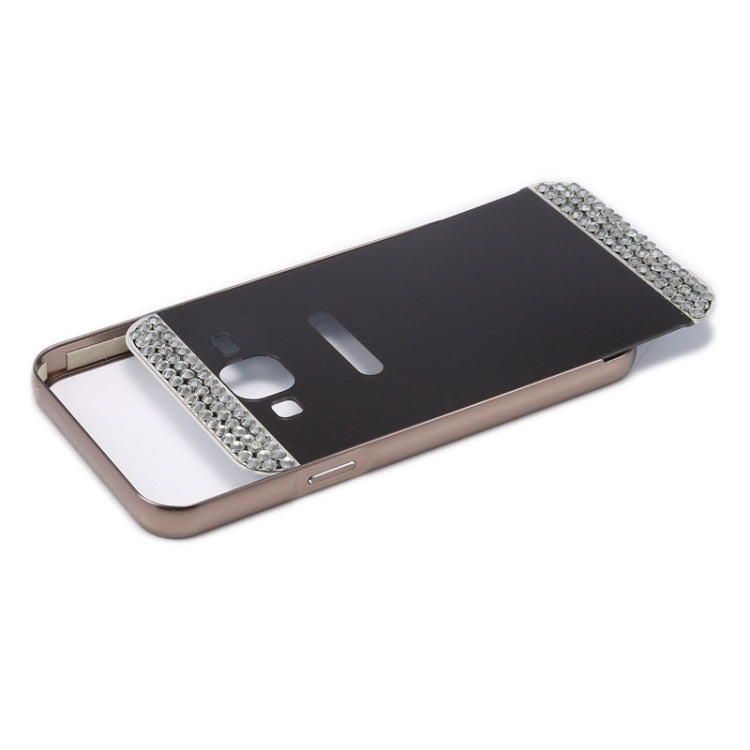Diamond Encrusted Push-pull Style Metal Plating Bumper Frame + Acrylic Back Cover Combination Case for Galaxy J7