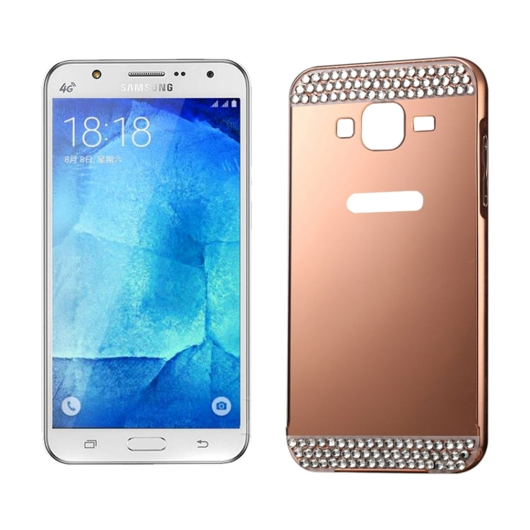 Diamond Encrusted Push-pull Style Metal Plating Bumper Frame + Acrylic Back Cover Combination Case for Galaxy J7