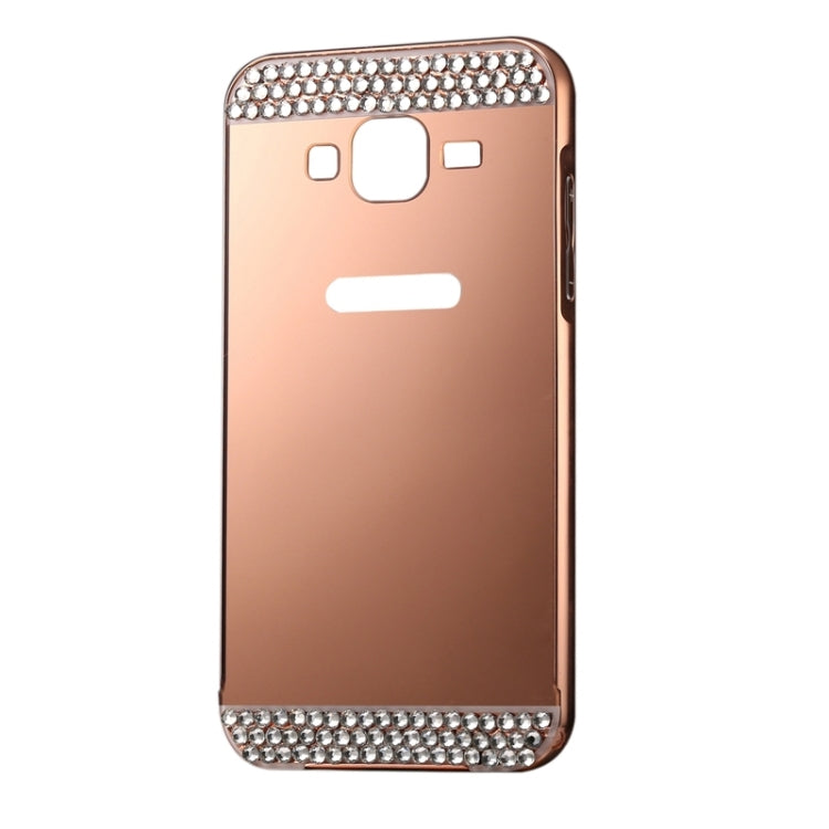 Diamond Encrusted Push-pull Style Metal Plating Bumper Frame + Acrylic Back Cover Combination Case for Galaxy J7