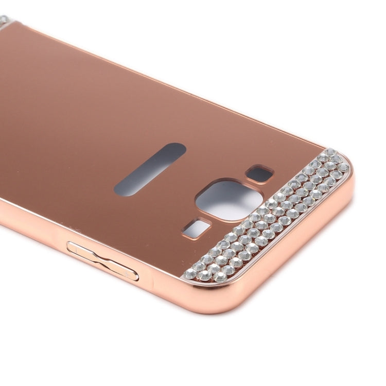 Diamond Encrusted Push-pull Style Metal Plating Bumper Frame + Acrylic Back Cover Combination Case for Galaxy J7
