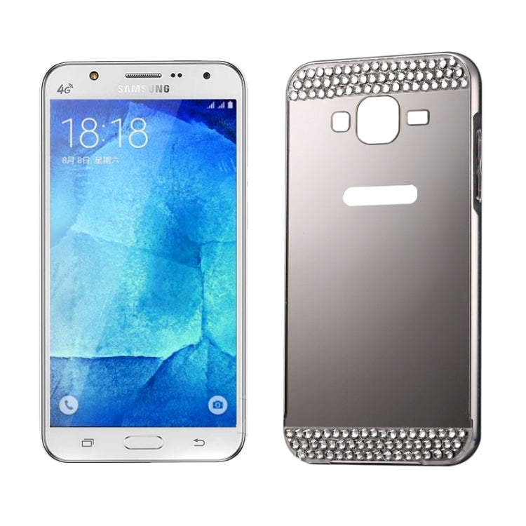 Diamond Encrusted Push-pull Style Metal Plating Bumper Frame + Acrylic Back Cover Combination Case for Galaxy J7