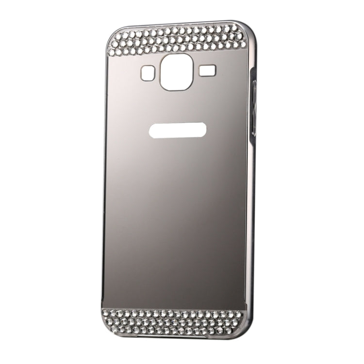 Diamond Encrusted Push-pull Style Metal Plating Bumper Frame + Acrylic Back Cover Combination Case for Galaxy J7