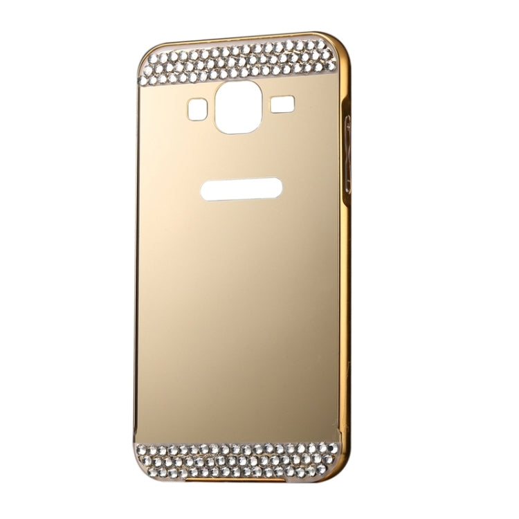 Diamond Encrusted Push-pull Style Metal Plating Bumper Frame + Acrylic Back Cover Combination Case for Galaxy J7