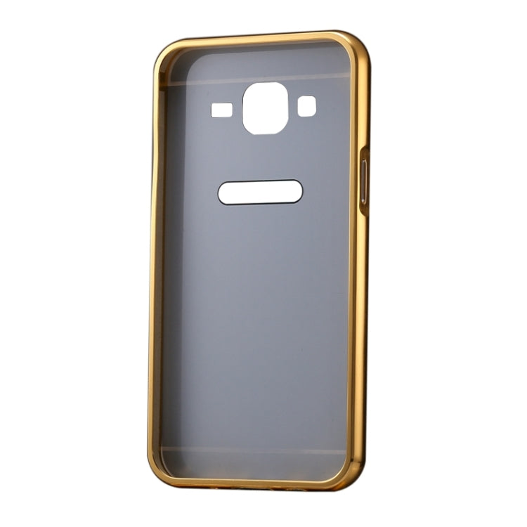 Diamond Encrusted Push-pull Style Metal Plating Bumper Frame + Acrylic Back Cover Combination Case for Galaxy J7