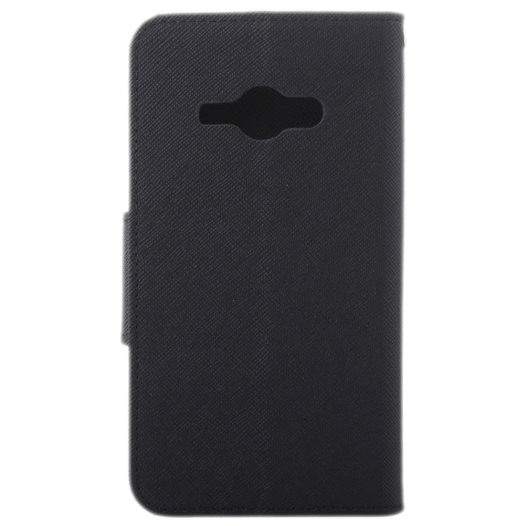 Cross Texture Contrast Color Style Leather Case with Holder & Card Slots & Wallet for Galaxy J1 Ace / J110