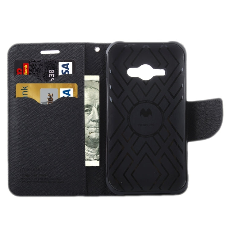 Cross Texture Contrast Color Style Leather Case with Holder & Card Slots & Wallet for Galaxy J1 Ace / J110