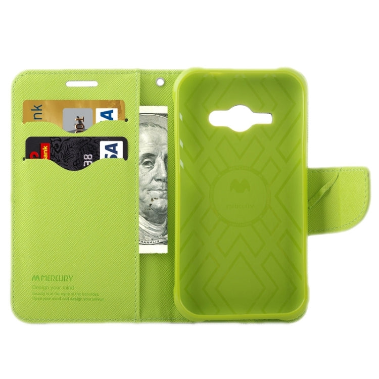 Cross Texture Contrast Color Style Leather Case with Holder & Card Slots & Wallet for Galaxy J1 Ace / J110