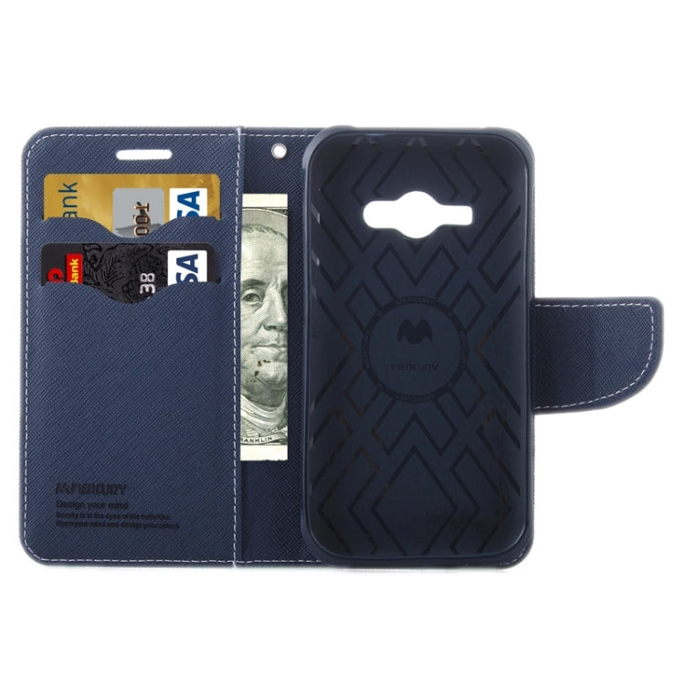 Cross Texture Contrast Color Style Leather Case with Holder & Card Slots & Wallet for Galaxy J1 Ace / J110
