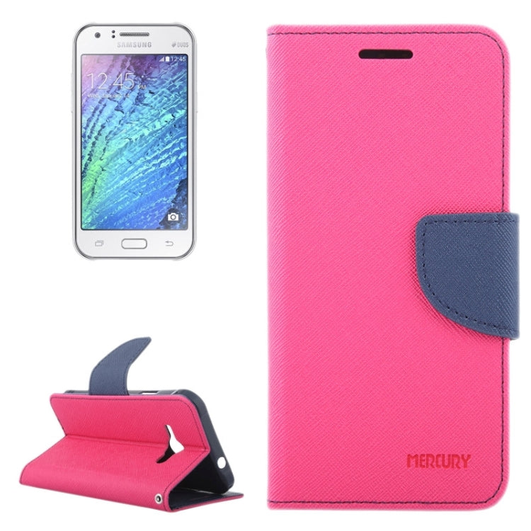 Cross Texture Contrast Color Style Leather Case with Holder & Card Slots & Wallet for Galaxy J1 Ace / J110