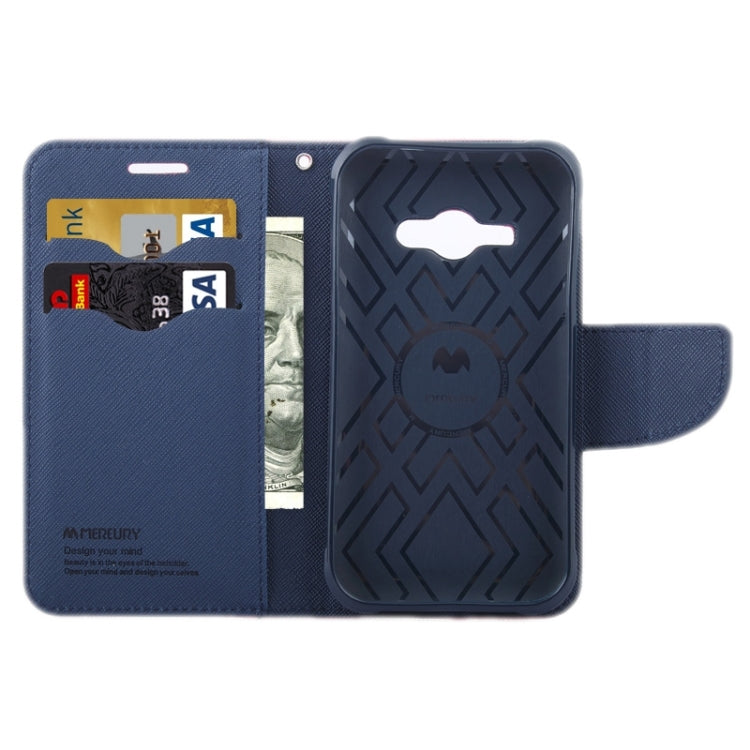 Cross Texture Contrast Color Style Leather Case with Holder & Card Slots & Wallet for Galaxy J1 Ace / J110