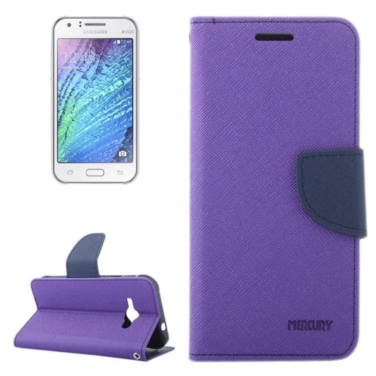 Cross Texture Contrast Color Style Leather Case with Holder & Card Slots & Wallet for Galaxy J1 Ace / J110