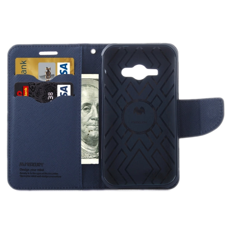 Cross Texture Contrast Color Style Leather Case with Holder & Card Slots & Wallet for Galaxy J1 Ace / J110