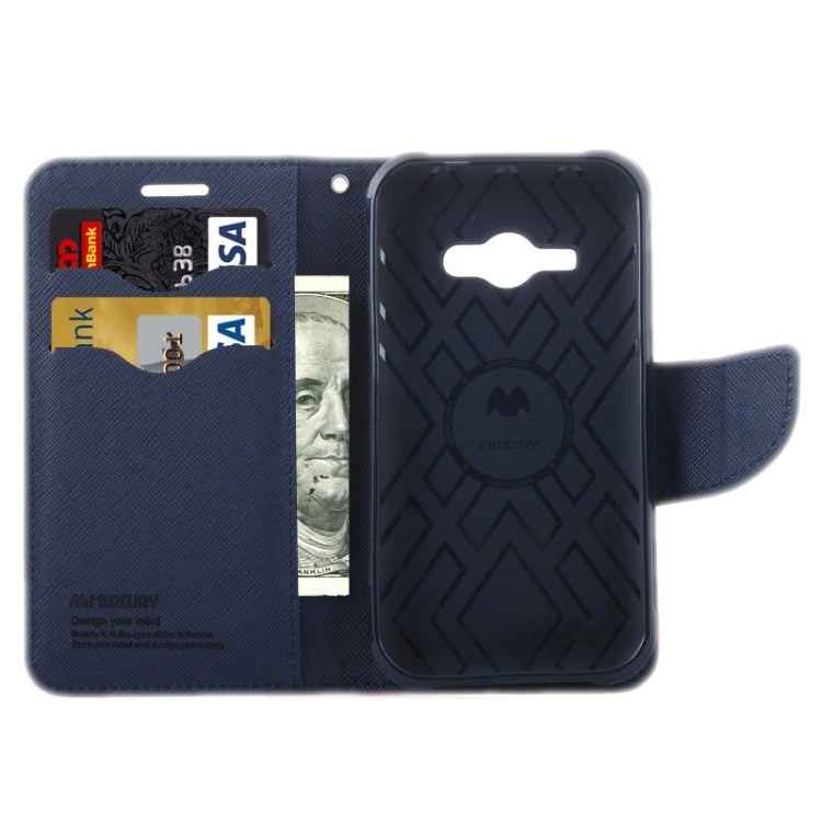 Cross Texture Contrast Color Style Leather Case with Holder & Card Slots & Wallet for Galaxy J1 Ace / J110
