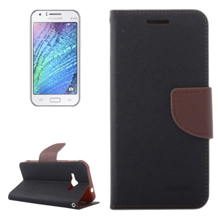 Cross Texture Contrast Color Style Leather Case with Holder & Card Slots & Wallet for Galaxy J1 Ace / J110