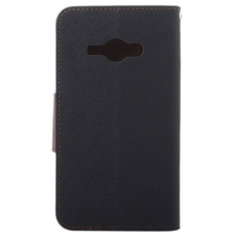 Cross Texture Contrast Color Style Leather Case with Holder & Card Slots & Wallet for Galaxy J1 Ace / J110