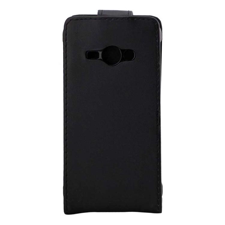Vertical Flip Magnetic Buckle PU Leather Case for Galaxy J1 Ace(Black)