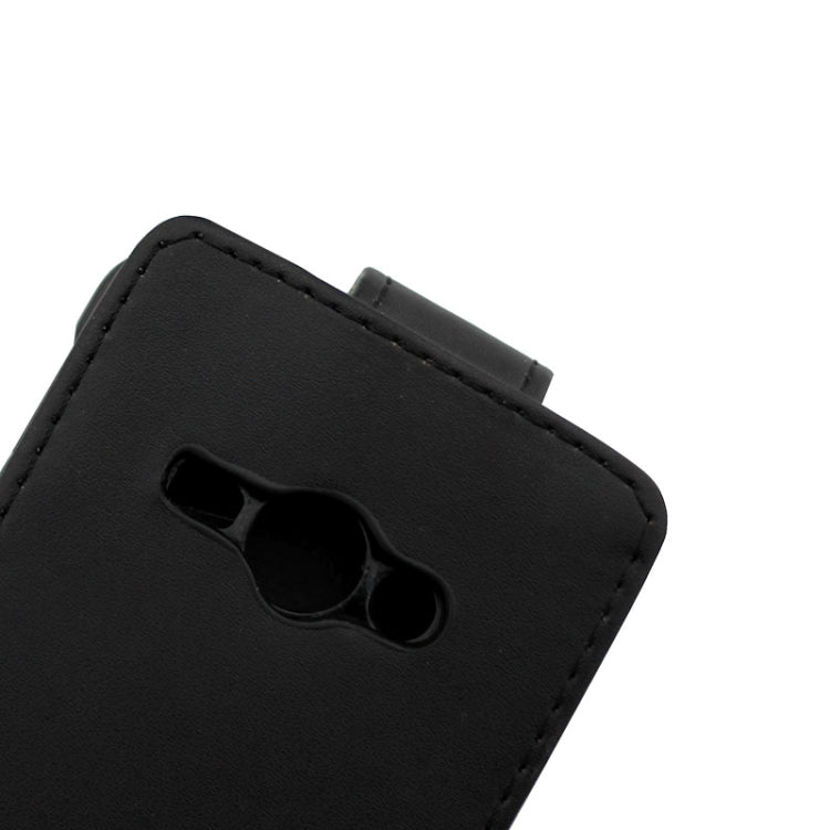 Vertical Flip Magnetic Buckle PU Leather Case for Galaxy J1 Ace(Black)