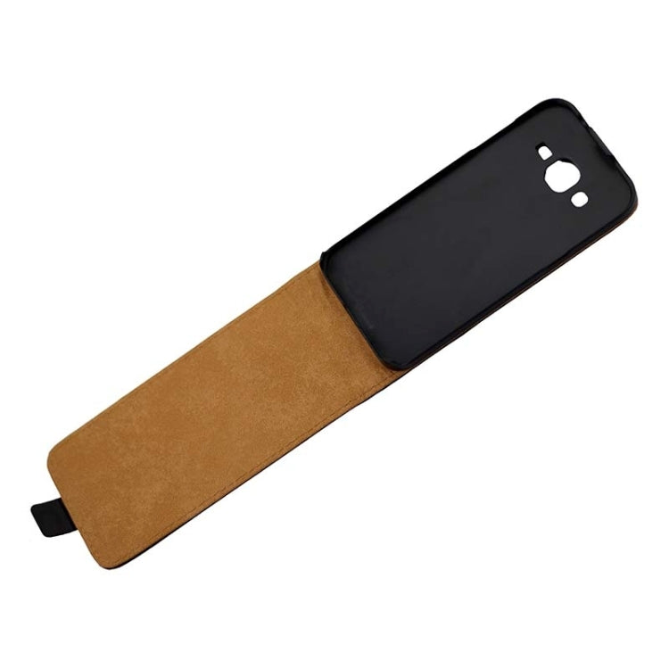 Khaki Lining Vertical Flip Magnetic Buckle PU Leather Case for Galaxy J2 / J200(Black)