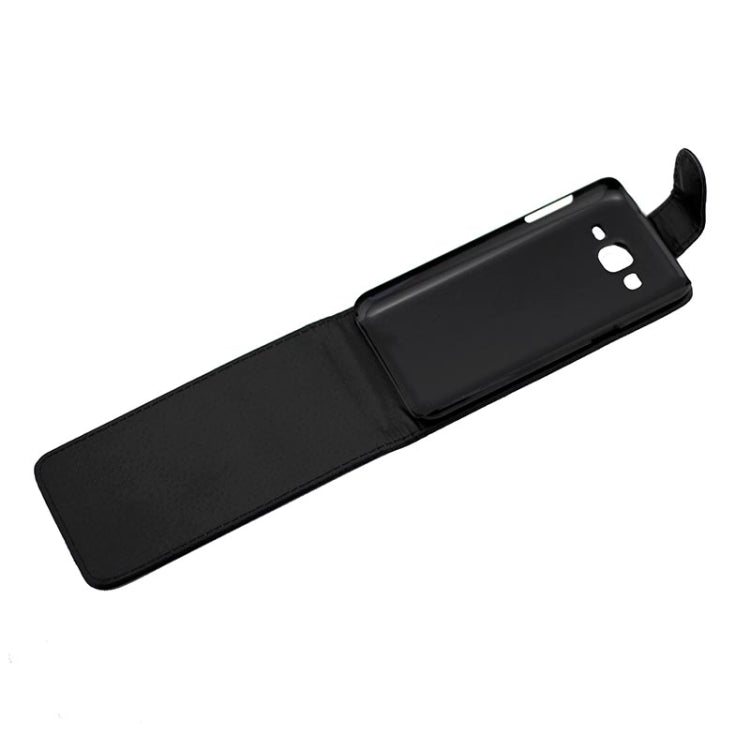 Vertical Flip Magnetic Buckle PU Leather Case for Galaxy J2 / J200(Black)