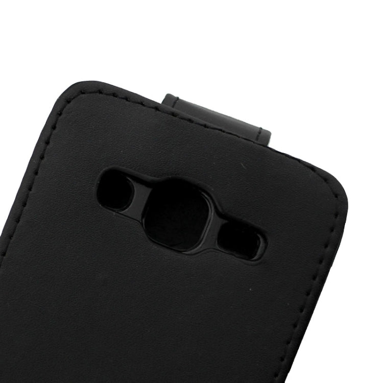 Vertical Flip Magnetic Buckle PU Leather Case for Galaxy J2 / J200(Black)