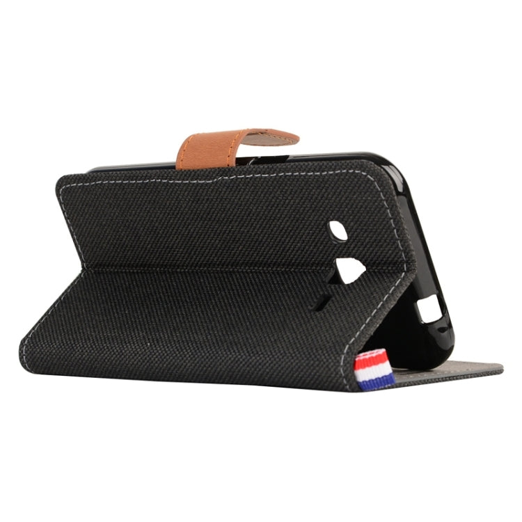 Denim Texture Horizontal Flip Leather Case with Holder & Card Slots for Galaxy J2 / J200