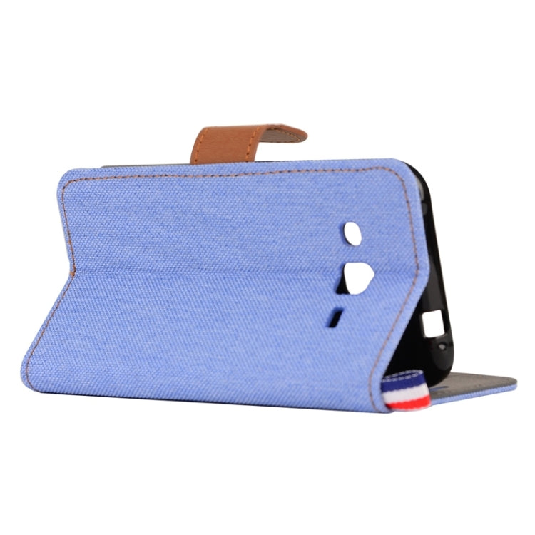 Denim Texture Horizontal Flip Leather Case with Holder & Card Slots for Galaxy J2 / J200