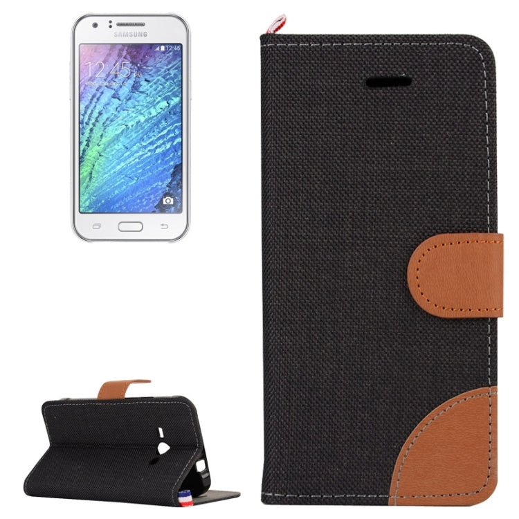 Denim Texture Horizontal Flip Leather Case with Holder & Card Slots for Galaxy J1 Ace / J110