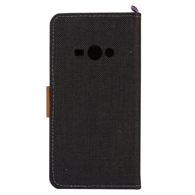Denim Texture Horizontal Flip Leather Case with Holder & Card Slots for Galaxy J1 Ace / J110