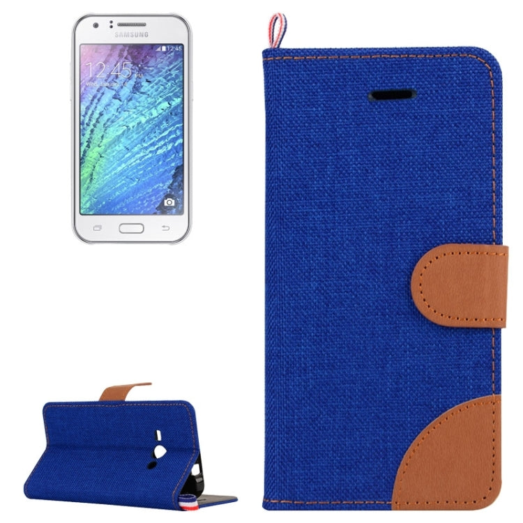 Denim Texture Horizontal Flip Leather Case with Holder & Card Slots for Galaxy J1 Ace / J110