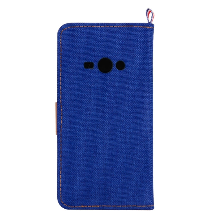 Denim Texture Horizontal Flip Leather Case with Holder & Card Slots for Galaxy J1 Ace / J110