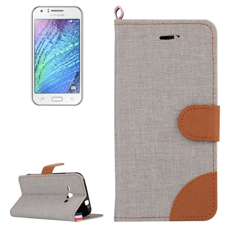 Denim Texture Horizontal Flip Leather Case with Holder & Card Slots for Galaxy J1 Ace / J110