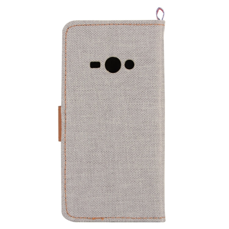 Denim Texture Horizontal Flip Leather Case with Holder & Card Slots for Galaxy J1 Ace / J110